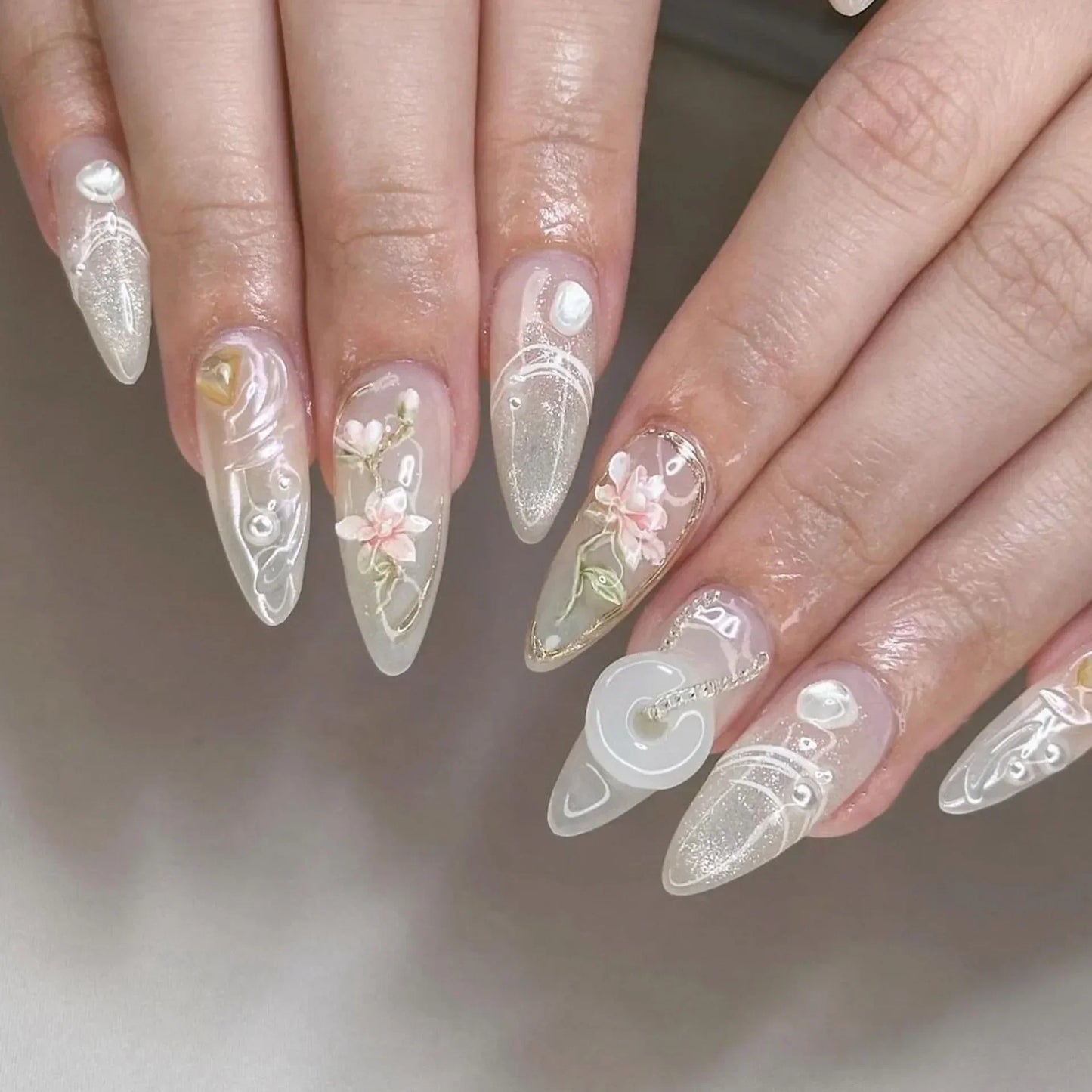 24 Pcs Matte Almond False Nails Set-10