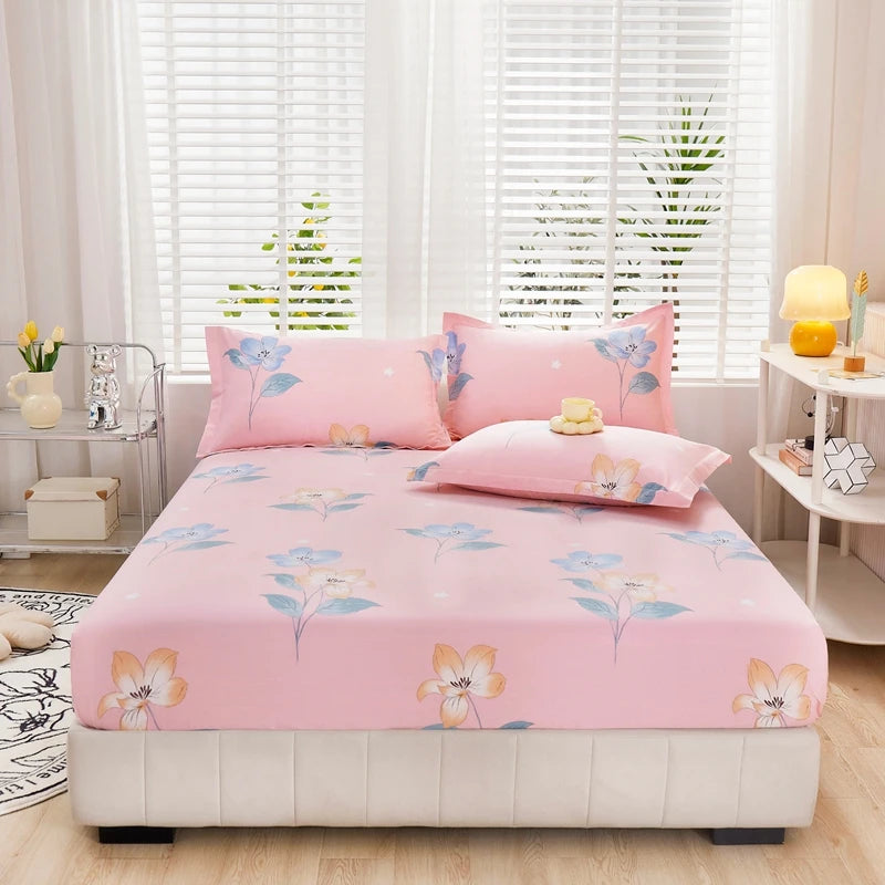 Cartoon Style Fitted Sheet Pure Cotton Bed Sheets Adults Kids Room Mattress Cover Printed Bed Linen 매트리스커버 (No Pillowcase)