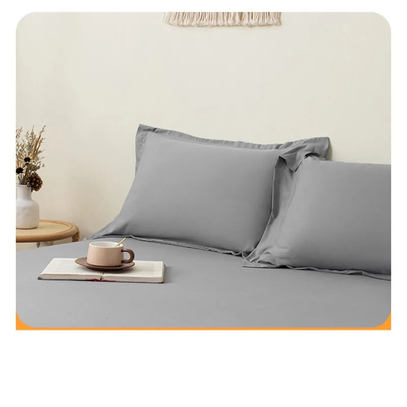 Cotton Fitted Sheet Soild Color with Elastic Band Non Slip Adjustable Mattress Cover for Double King Queen Bed 90/120/150/180M