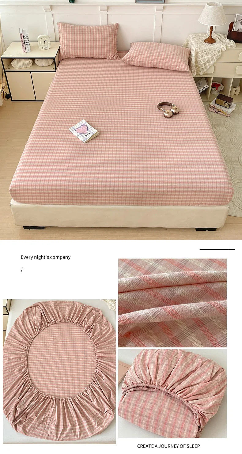 Pure Cotton Fitted Sheet Adults Kids Room Bedsheets Single/Twin/Queen/King Size Bed Cover простынь Soft Mattress Protector