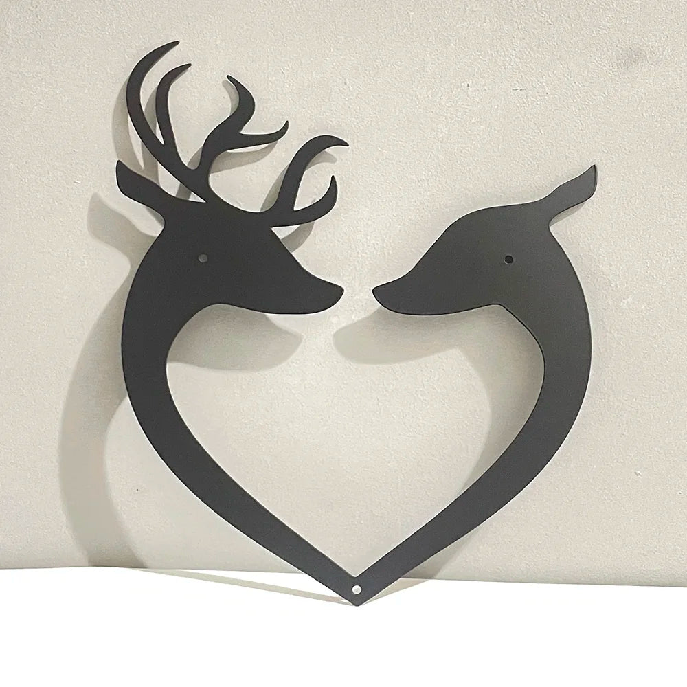 Heart-shaped Deer Lover Metal Sign Romantic Gift Hanging Home Bedroom Bathroom Wall Decor Ornaments