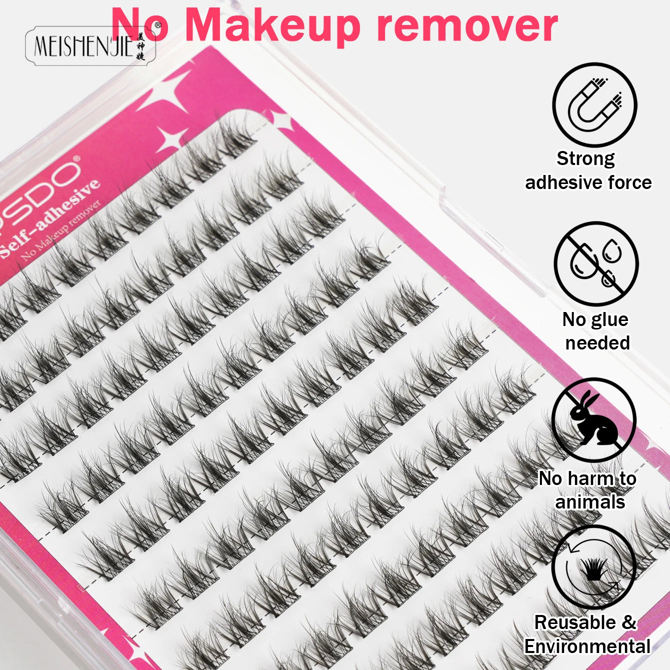MEISHENJIE Self Adhesive Eyelashes 100 PCS DIY Cluster Lashes No Glue Needed Individual Lashes Extension Makeup Tools Faux Cils