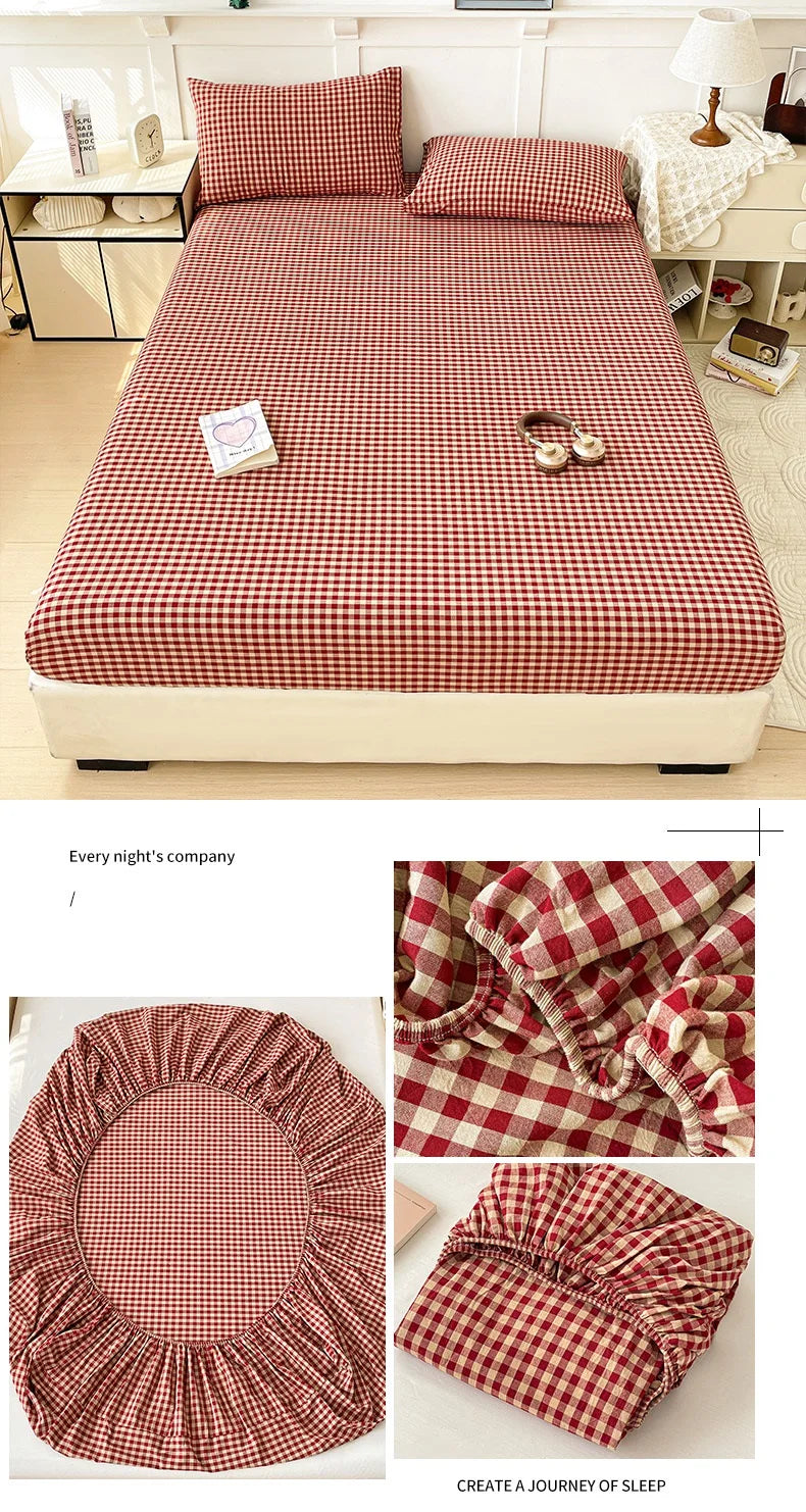Pure Cotton Fitted Sheet Adults Kids Room Bedsheets Single/Twin/Queen/King Size Bed Cover простынь Soft Mattress Protector