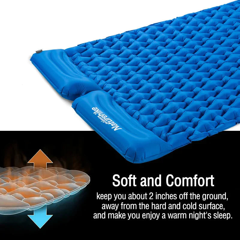 Double Air Mattress Inflatable Sleeping Pad Blue-4