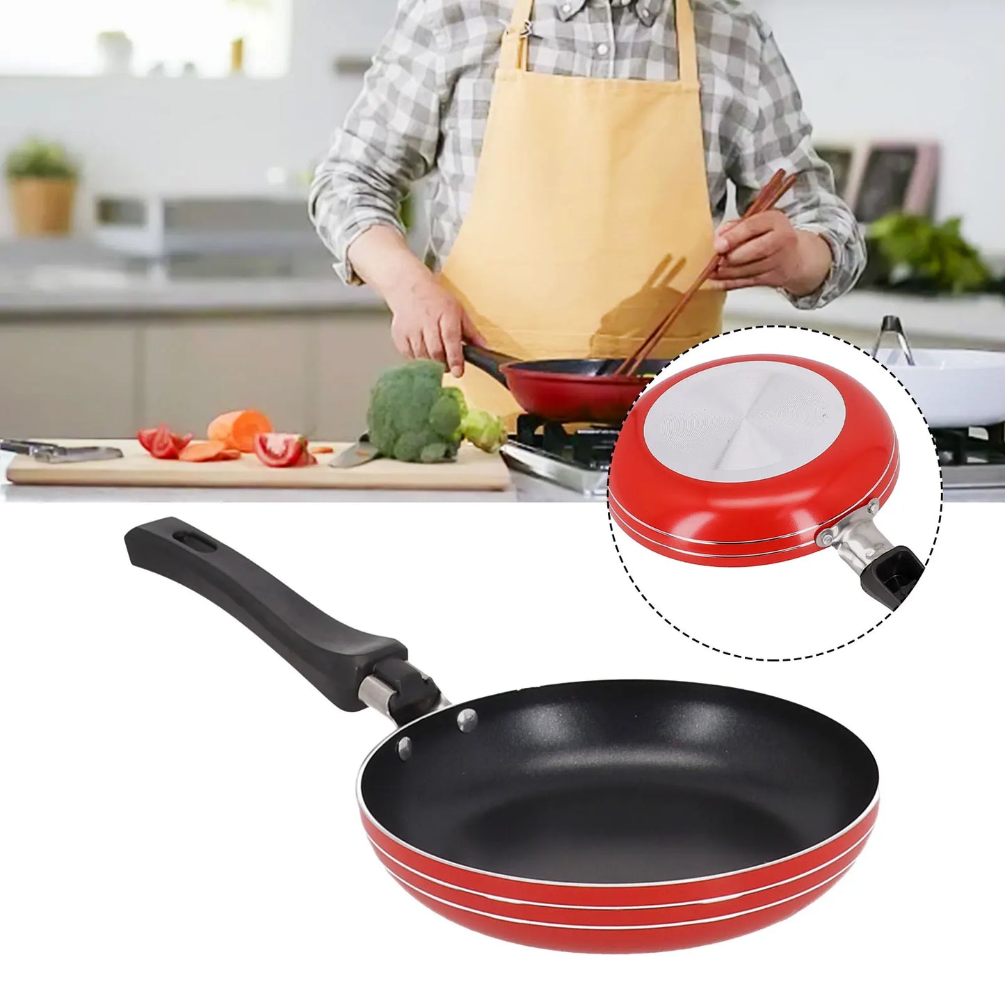 1 Pcs Frying Pan 18CM Frying Pan Non-Stick Steel Frypan Pot Saucepan Random Color For Cookware Kitchen Dining Bar