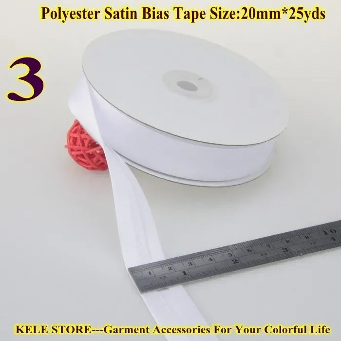 Polyester Satin Bias Binding Tape,bias Binding Size:20mm,3/4" *25yds,fold Tape for DIY Sewing Garment Accessories