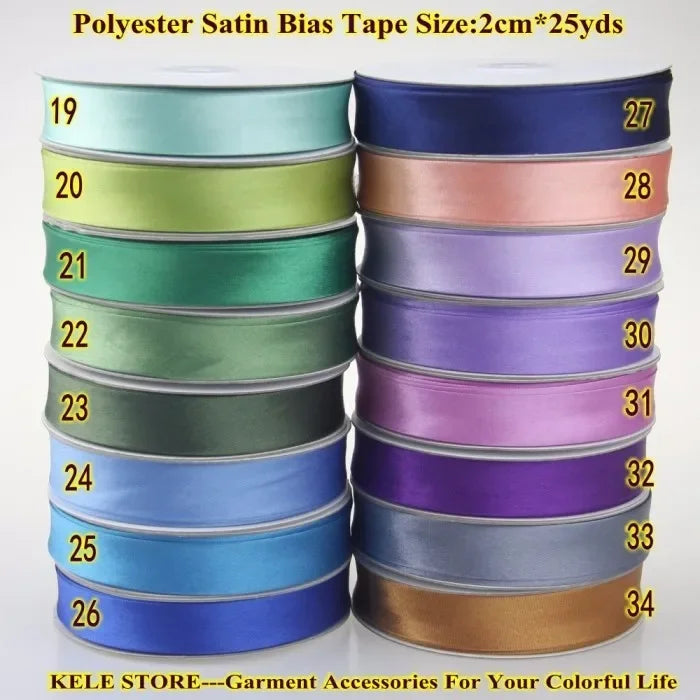 Polyester Satin Bias Binding Tape,bias Binding Size:20mm,3/4" *25yds,fold Tape for DIY Sewing Garment Accessories