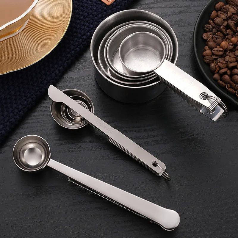 8/10/11Pcs Stainless Steel Measuring Cups and Spoons Coffee Powder Spoon Tablespoons Kitchen Baking Accessories Pastry Tools