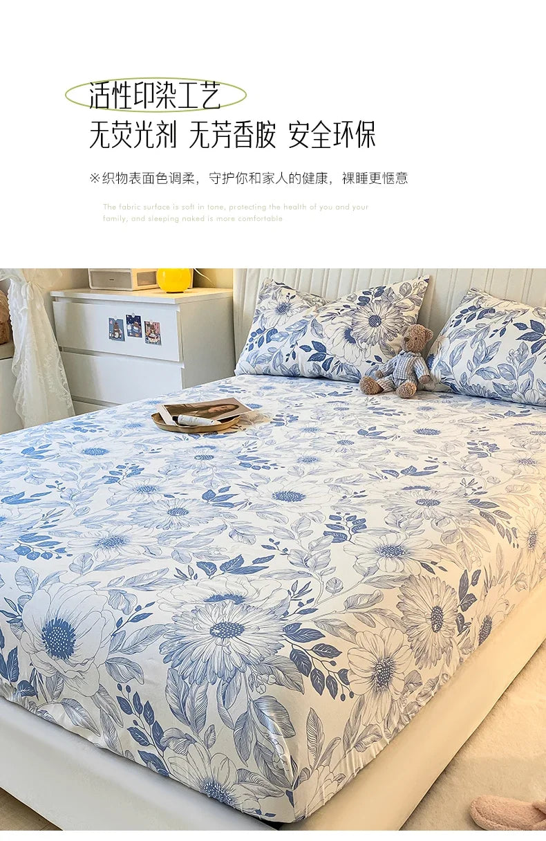 Fitted Sheet 100% cotton for single/couple bed, breathable and soft non-slip, customizable, 1 part, 16 sizes