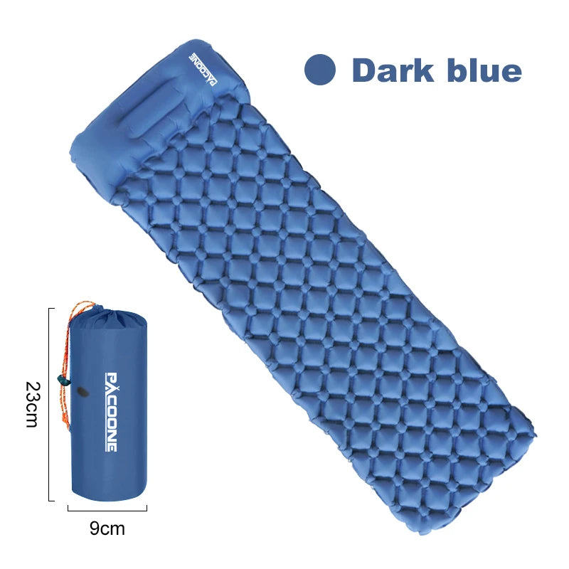 PACOONE Outdoor Camping Sleeping Pad Folding Sleep Mat Beach Inflat Mattress with Pillows Ultralight Air Mat Travel Hiking New