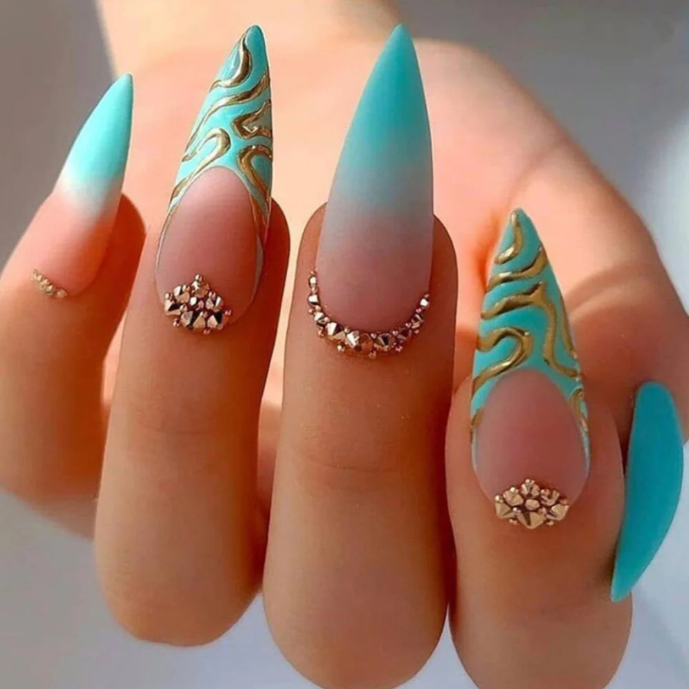 Glamorous Black Almond Stiletto Nails-29