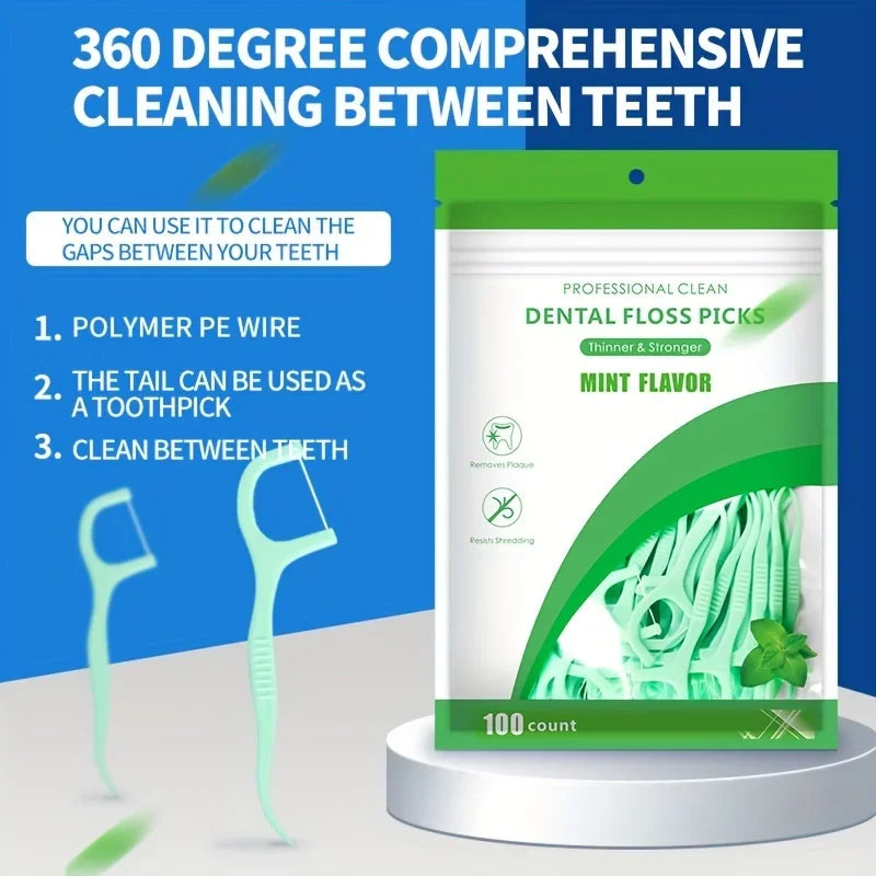 100/200/300/500pcs New Professional Clean Flossepick ultra-fine mint flavored toothpicks, safe high-end toothpick sticks