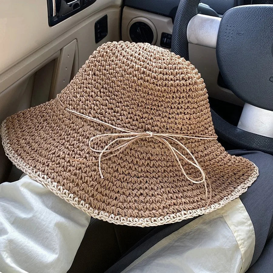 Korean Handmade Straw Hat For Women, Japanese Small fresh Sunshade Hat For Spring And Summer Outings, Sunscreen Hat