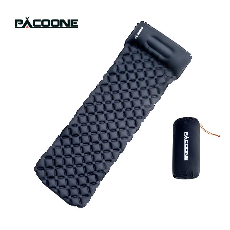 PACOONE Outdoor Camping Sleeping Pad Folding Sleep Mat Beach Inflat Mattress with Pillows Ultralight Air Mat Travel Hiking New
