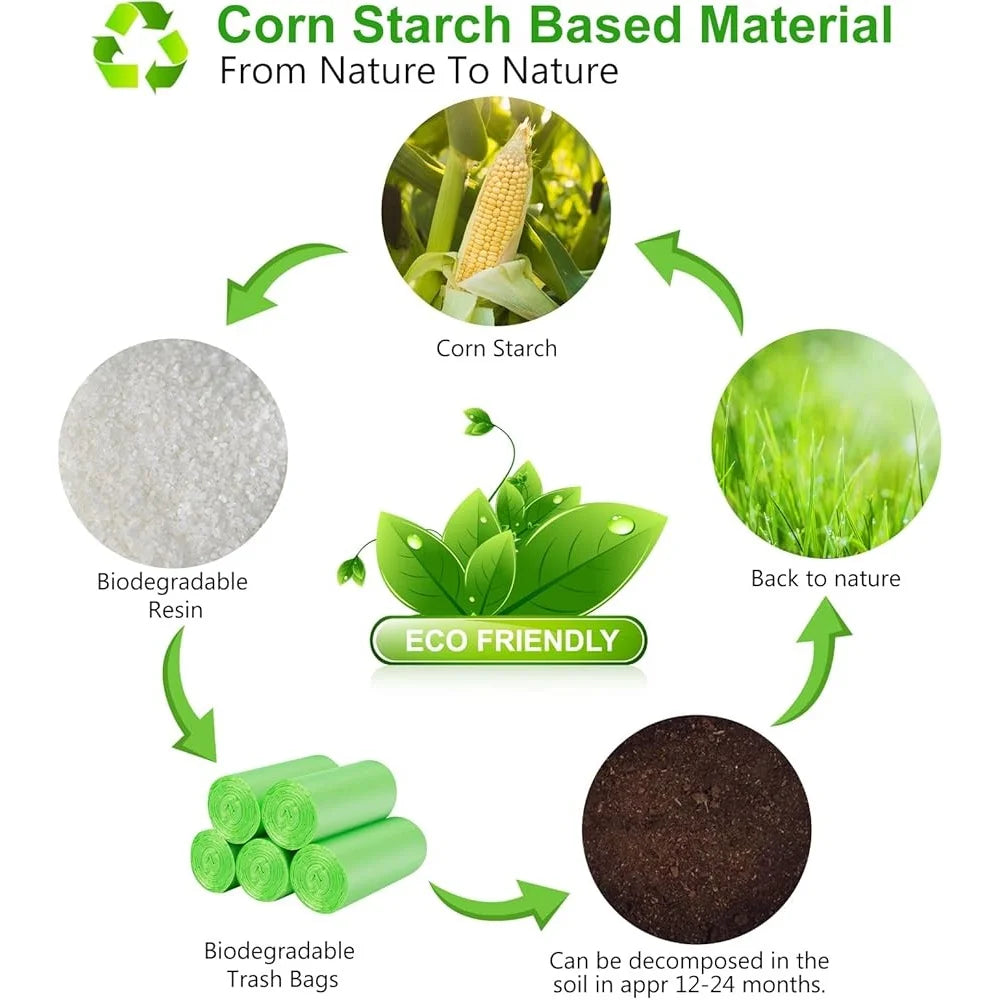 Biodegradable Small Trash Bags 4 Gallon Leak Proof Extra Strong Unscented Garbage Bags 200 Count Eco Friendly Kitchen Bathroom
