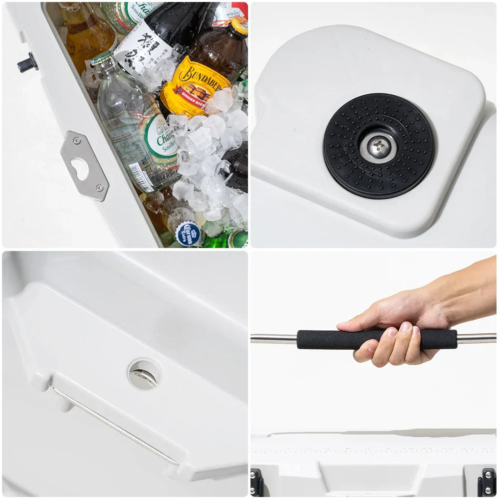 25L Portable Camping Ice Box Cold Storage Cooler White-4