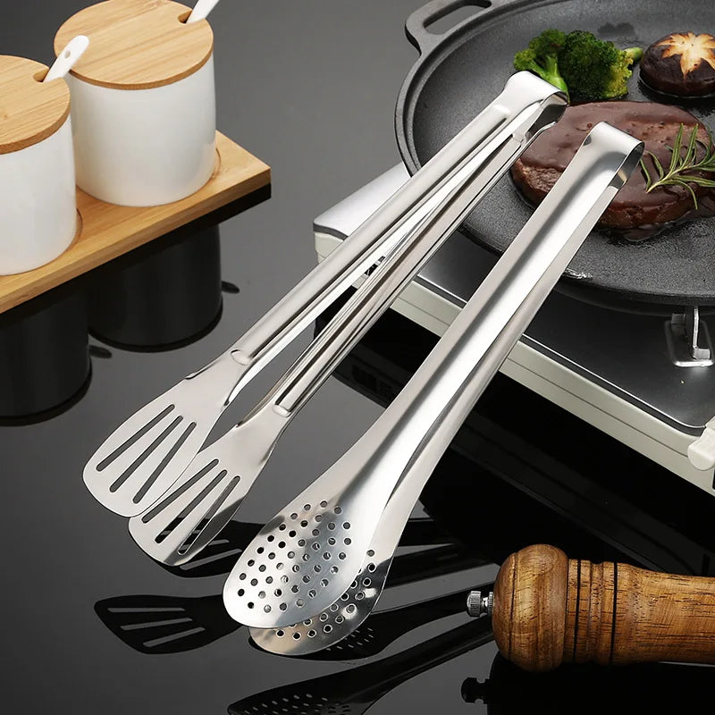 2-Size Stainless Steel Heat Resistant Food Tongs Non-stick