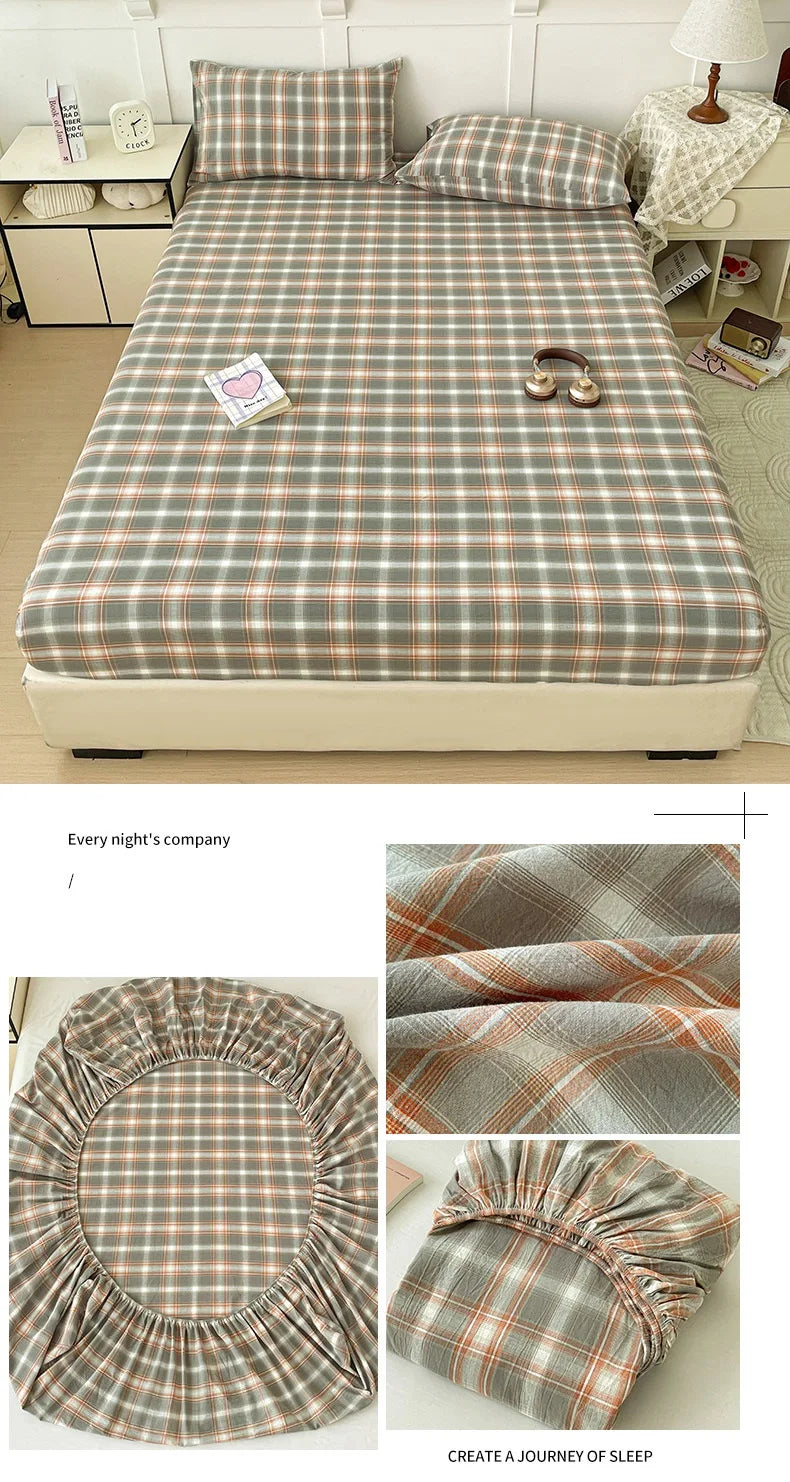 Pure Cotton Fitted Sheet Adults Kids Room Bedsheets Single/Twin/Queen/King Size Bed Cover простынь Soft Mattress Protector