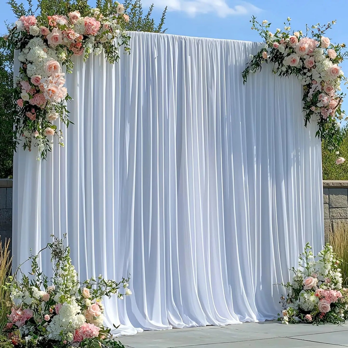 10x20ft White Wrinkle-Free Wedding Backdrop Curtain Silky Washable White Spandex Drapes Birthday Party Baby Shower Photography