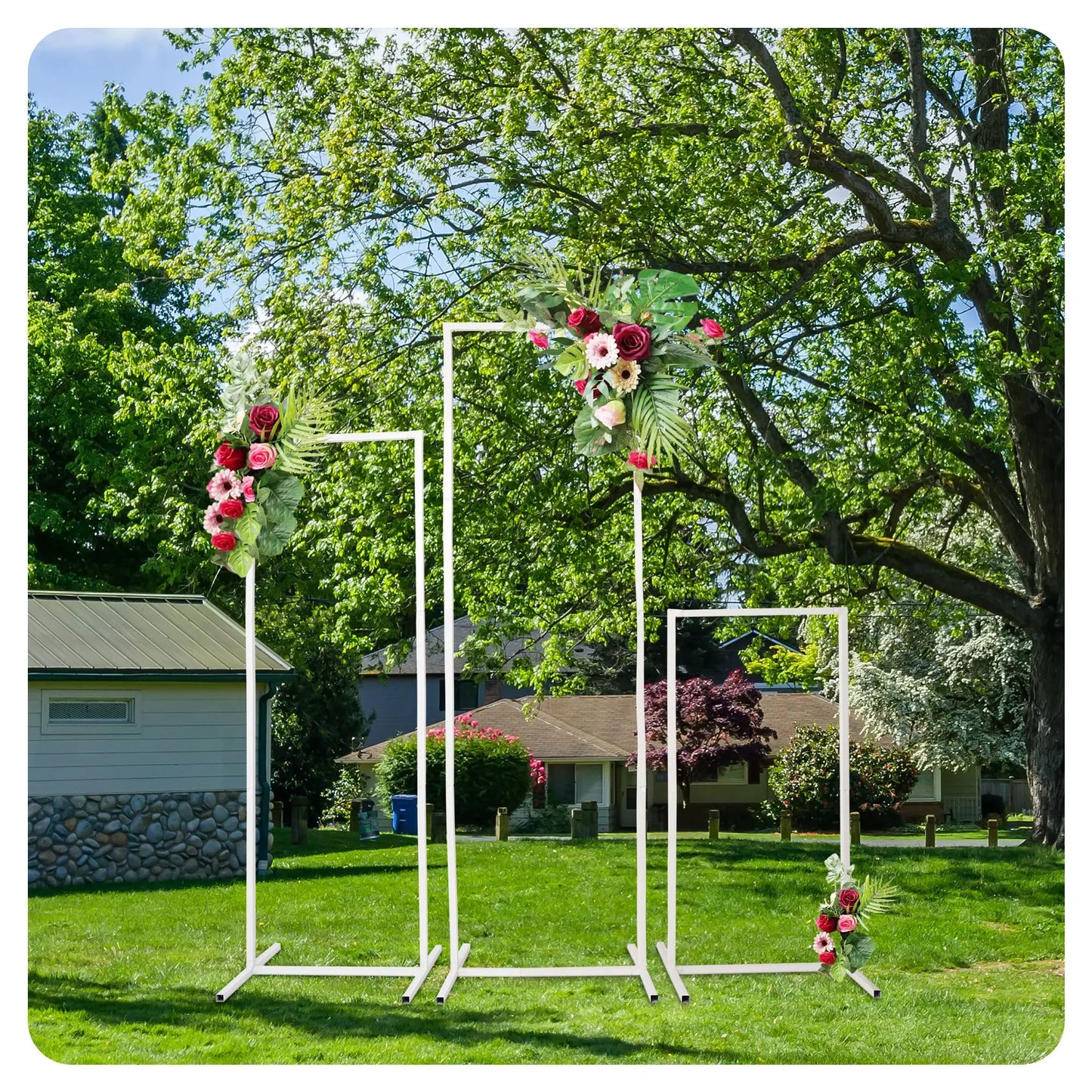 Wedding Arch Backdrop Stand Square Metal Rectangular Frame for Ceremony Party Birthday Bridal Baby Shower Anniversary Decoration