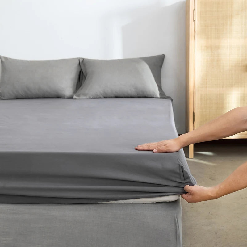 Brushed Fitted Sheet with Elastic Bands Non Slip Adjustable Mattress Covers Bed Cap /Bed Spread /Bedsheet Single Queen King Size