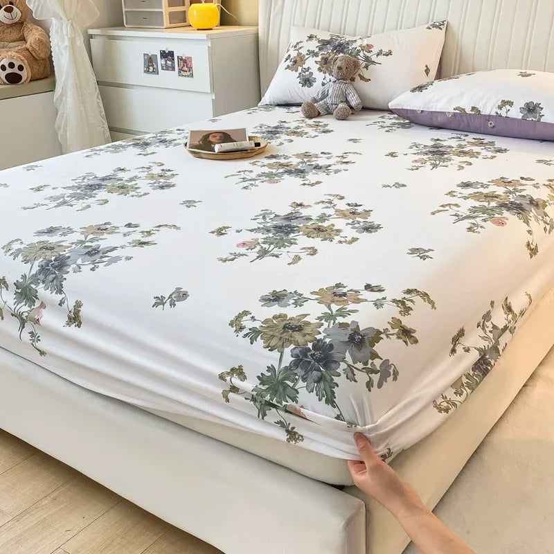 Fitted Sheet 100% cotton for single/couple bed, breathable and soft non-slip, customizable, 1 part, 16 sizes
