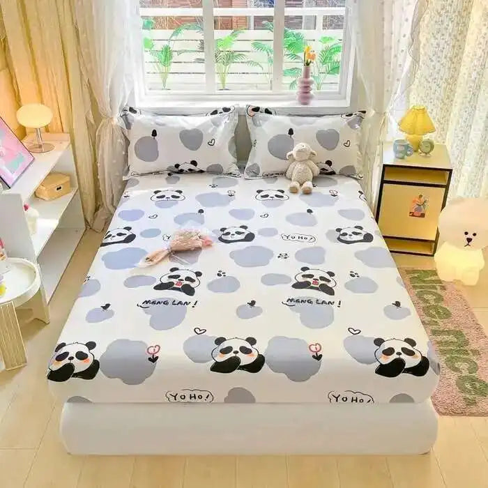 100% Cotton Floral Fitted Sheet Set - Includes Pillowcase, Single/Queen/King Size Mattress Covers(Breathable)