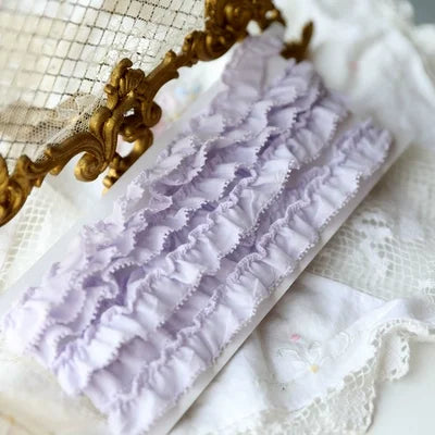 1 Meter 1.8cm wide White pink Cotton Embroidered Ruffled Lace Trim Children's Clothes Cloth Art Skirt Decoration Materials