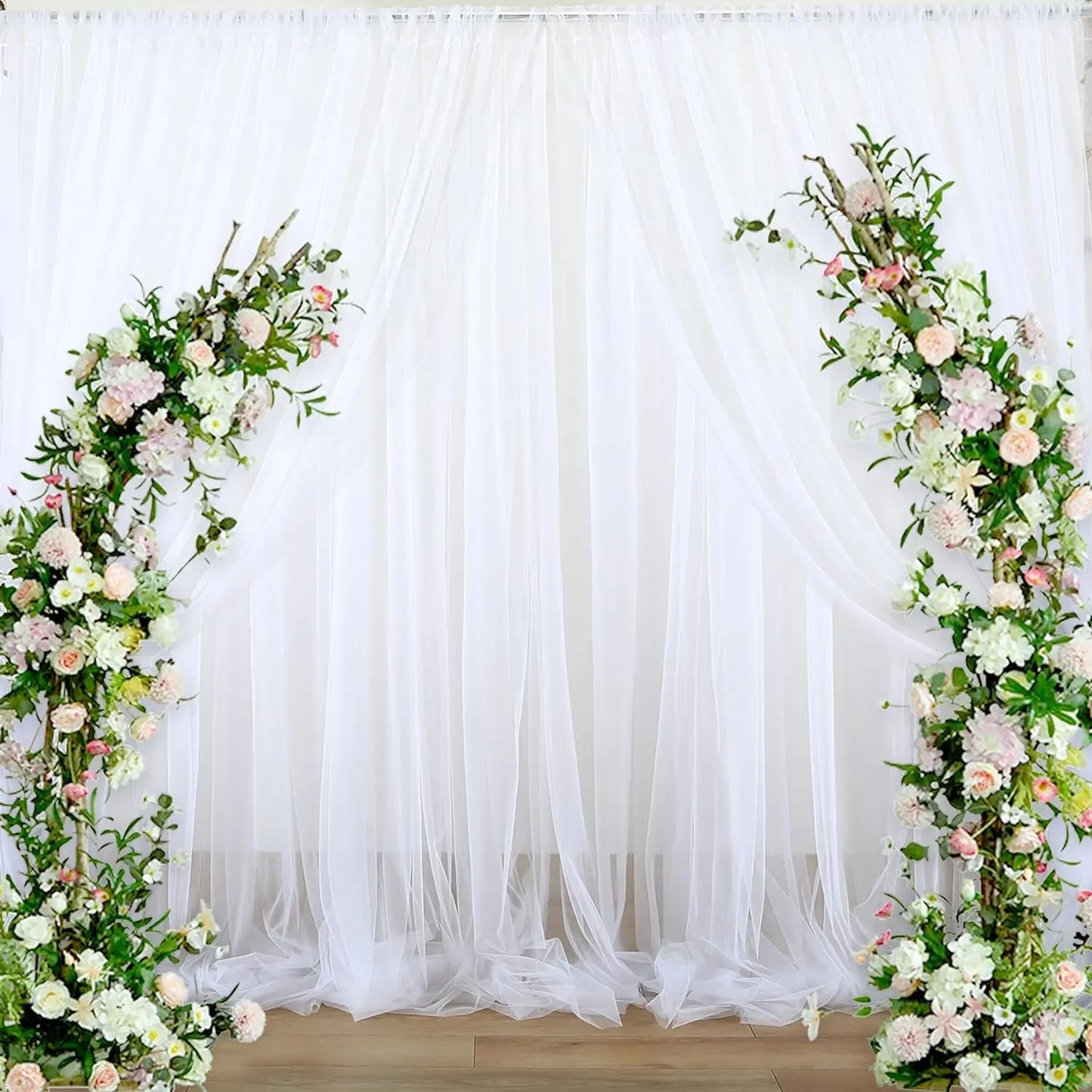 White Tulle Backdrop Curtain Sheer Backdrop Curtains Fresh Pure Photo Decorations for Wedding Baby Shower Birthday Party Decor