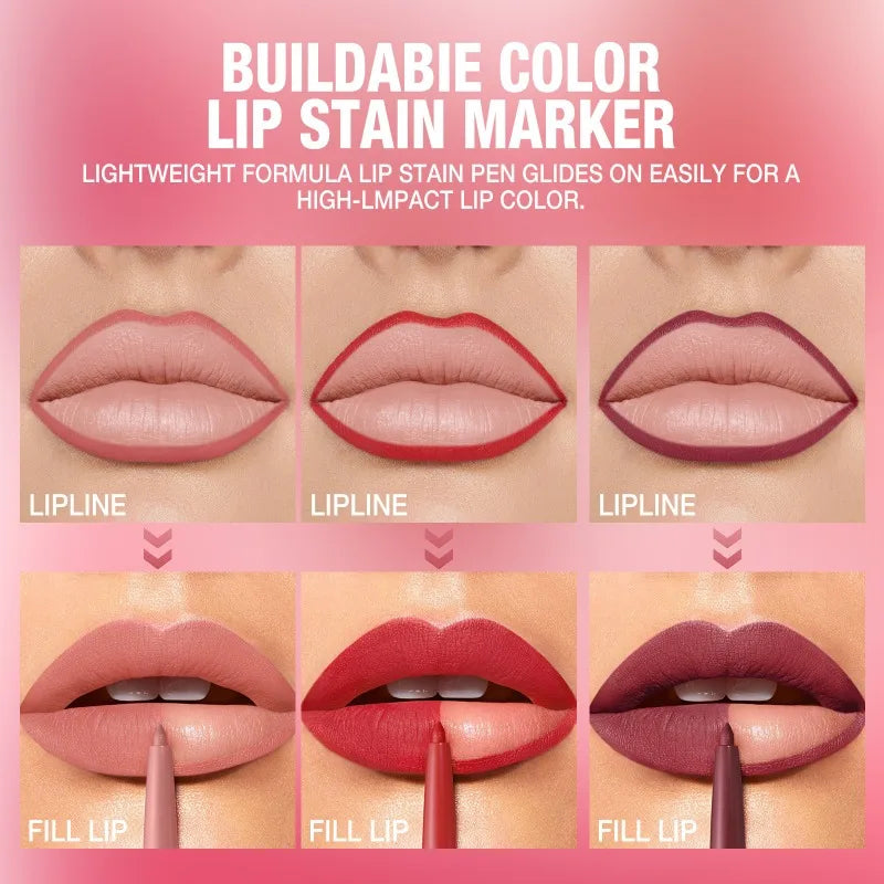 12-color Matte Lip Liner Waterproof Plumping Stain Lipstick Natural Nude Pink Lip Liner Professional Outline Lips Contour Makeup
