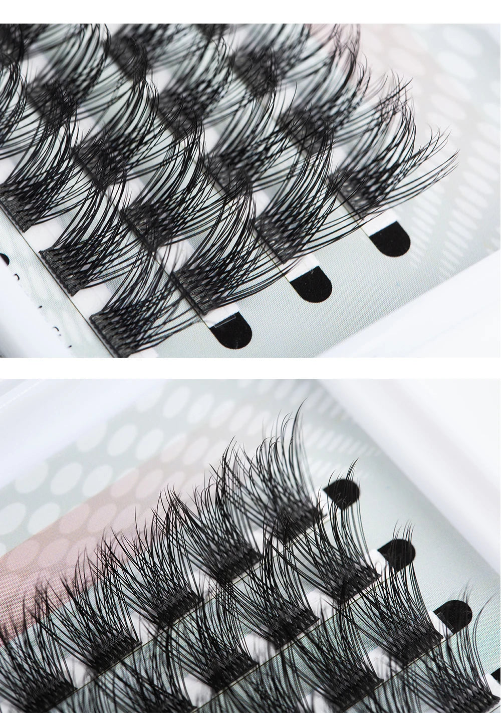ETVITE DIY Clusters Eyelash Extension Dovetail Segmented Lashes 48 Volume Natural Segmented Eyelashes Bundles