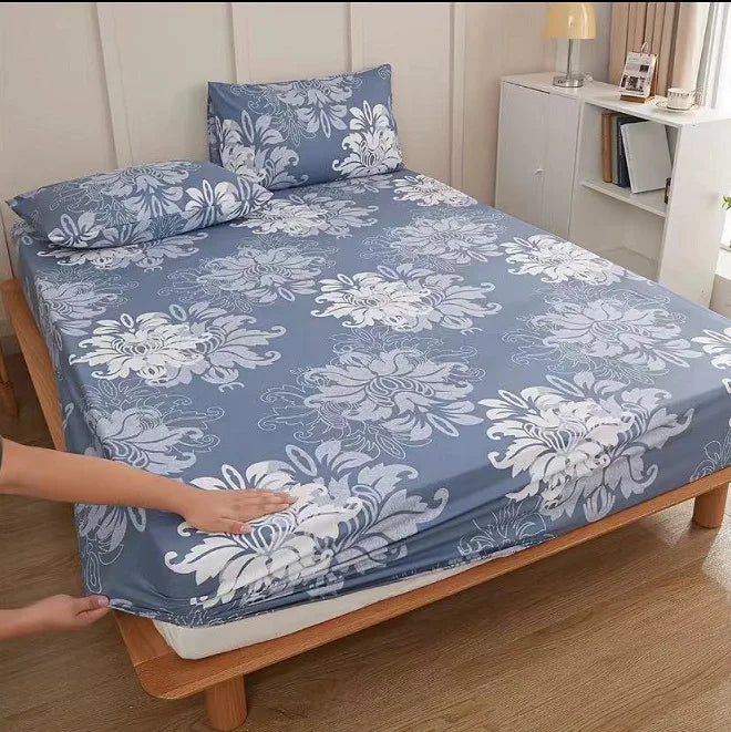 Printed Fitted Sheet Mattress Cover Four Corners with Elastic Band Bed Sheet Bed Sheet Twin Full Queen King Single Double Size