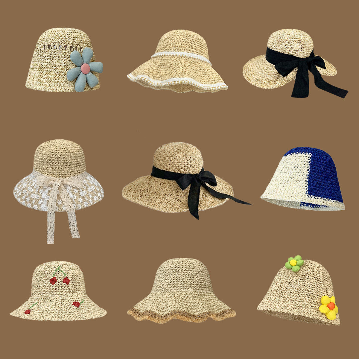 Korean Handmade Straw Hat For Women, Japanese Small fresh Sunshade Hat For Spring And Summer Outings, Sunscreen Hat