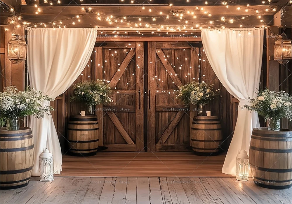 Mr & Mrs Rustic Wooden Backdrop Wedding Bridal Shower Bachelorette Party Decirations Photography Background Photo Booth Props