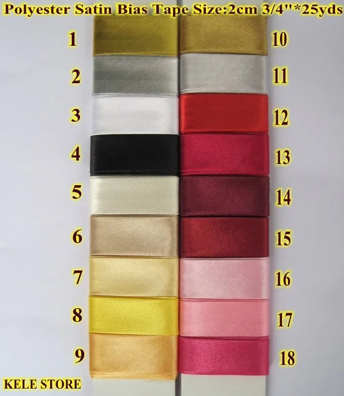 Polyester Satin Bias Binding Tape,bias Binding Size:20mm,3/4" *25yds,fold Tape for DIY Sewing Garment Accessories