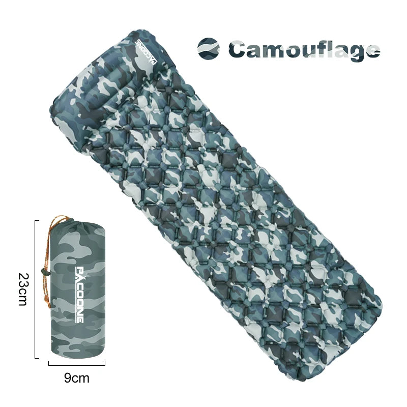 PACOONE Outdoor Camping Sleeping Pad Folding Sleep Mat Beach Inflat Mattress with Pillows Ultralight Air Mat Travel Hiking New