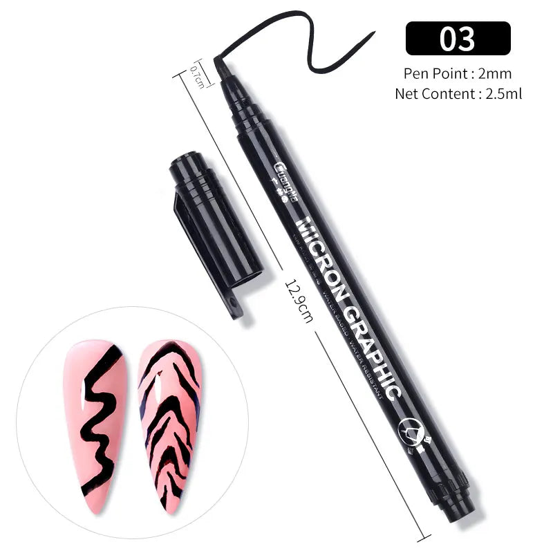 1Pc Nail Art Drawing Graffiti Pen Waterproof Painting Liner Brush DIY 3D Abstract Lines Fine Details Flower Nail Manicure Tools