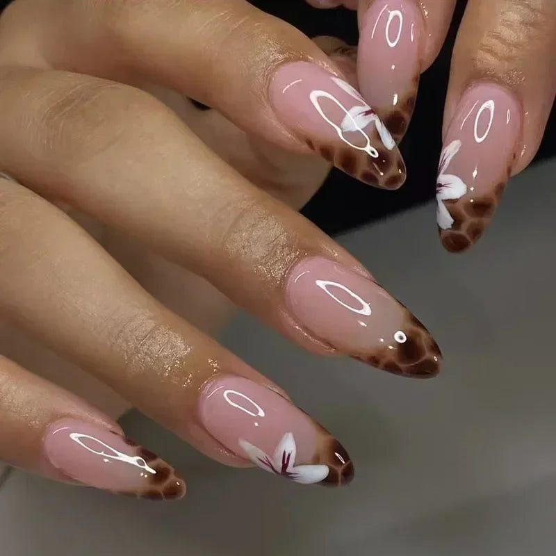 24 Pcs Matte Almond False Nails Set-8