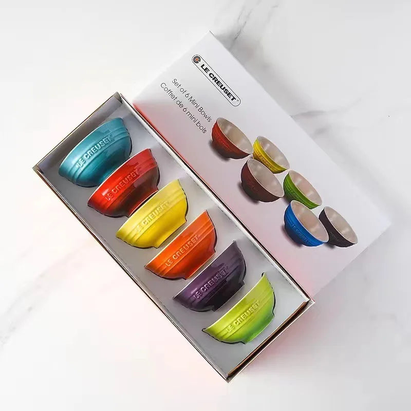 New French Cool Rainbow 12cm 15cm 20 Bowl Set Ceramic Stoneware Rice Bowl Kitchen Household Utensils 6-Piece Set High-End Gift