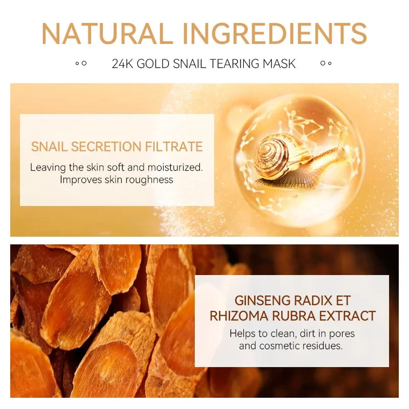 LAIKOU 24K Gold SNAIL TEARING Mask Deep Cleansing Remove Blackhead Face Care 50g
