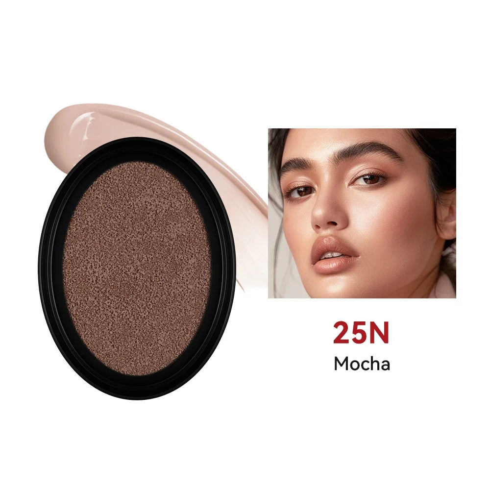 Cushion Foundation Refill Waterproof Semi-Matte Red Finish 72-Hour Wear Long-Lasting Buildable Coverage Sun Protection Makeup