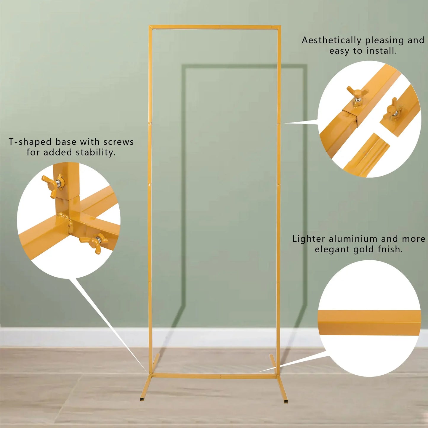Wedding Arch Backdrop Stand Square Metal Rectangular Frame for Ceremony Party Birthday Bridal Baby Shower Anniversary Decoration
