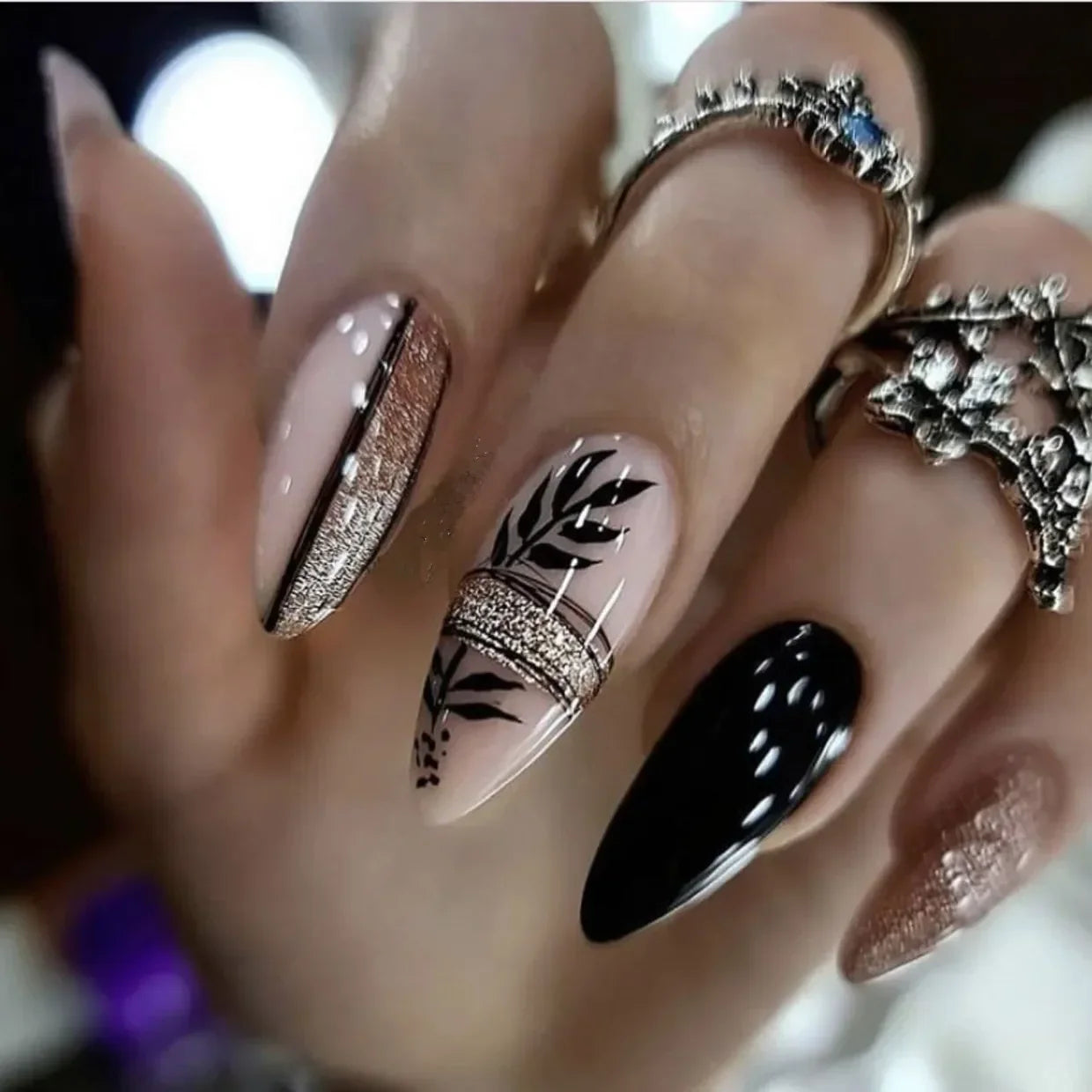 24 Pcs Matte Almond False Nails Set-23