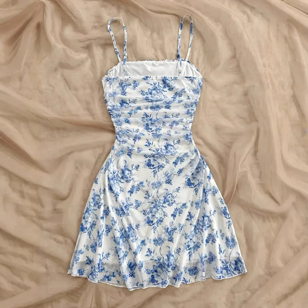 2025 spring and summer fashion sexy temperament dress VC vacation style backless sling seaside beach skirt