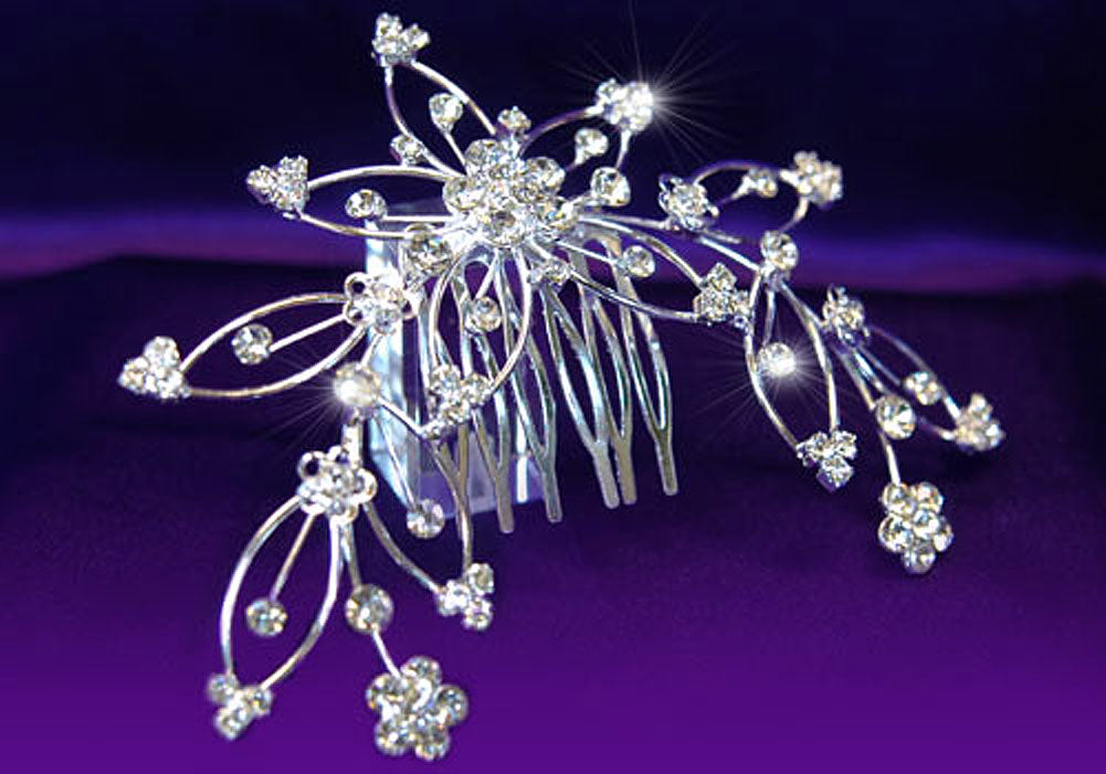 Bridal Wedding Flower Austrian Crystal Hair Comb XT1062-2