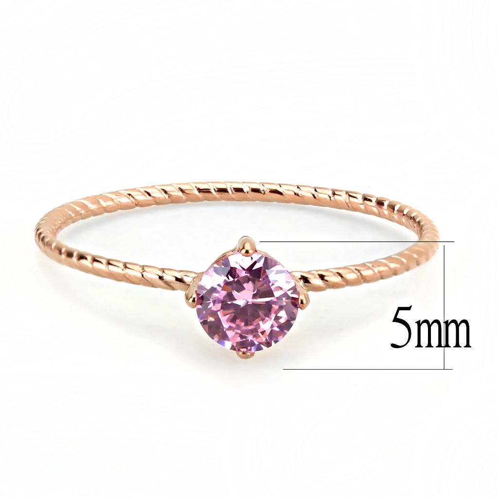 TK3558 - IP Rose Gold(Ion Plating) Stainless Steel Ring with AAA Grade CZ in Rose-1