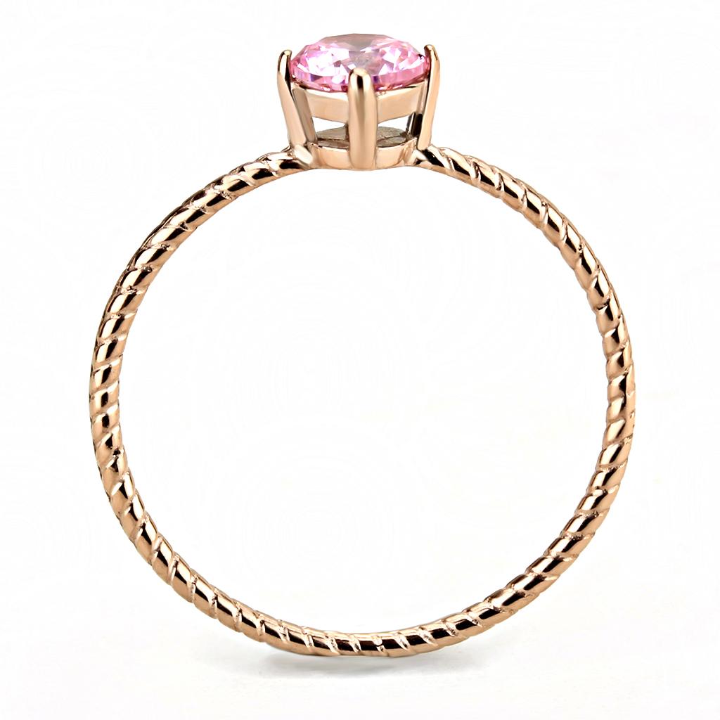 TK3558 - IP Rose Gold(Ion Plating) Stainless Steel Ring with AAA Grade CZ in Rose-2