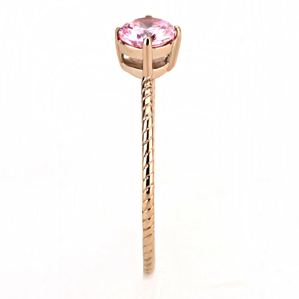 TK3558 - IP Rose Gold(Ion Plating) Stainless Steel Ring with AAA Grade CZ in Rose-3