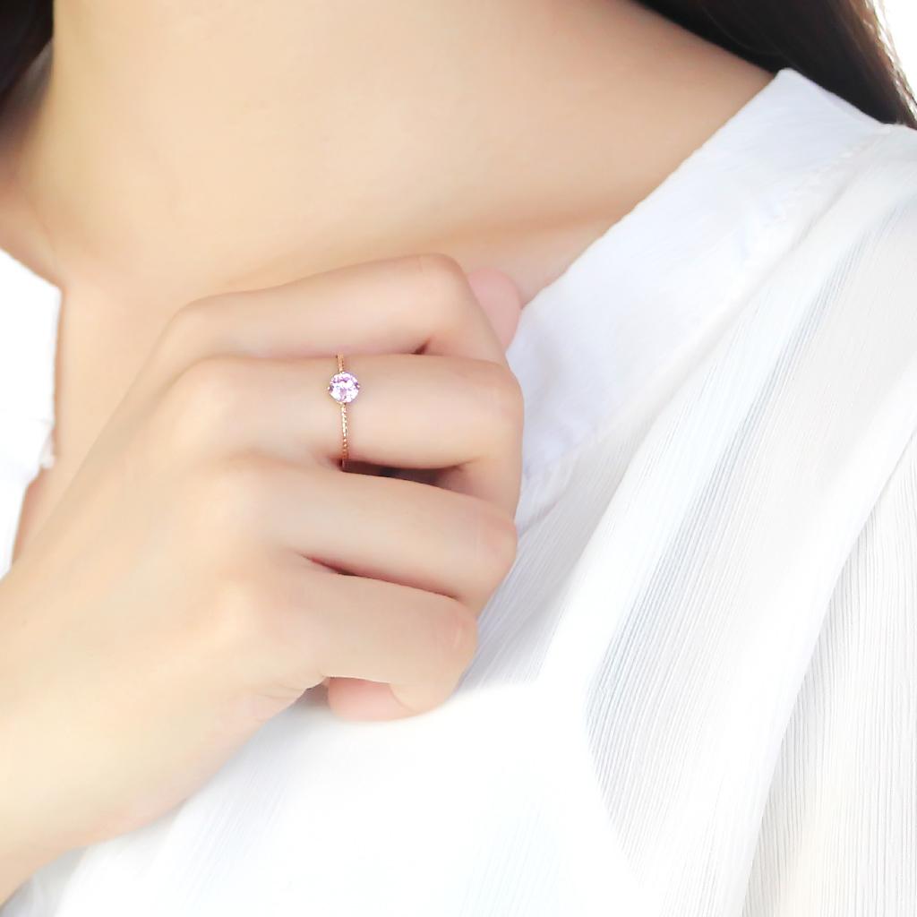 TK3558 - IP Rose Gold(Ion Plating) Stainless Steel Ring with AAA Grade CZ in Rose-4