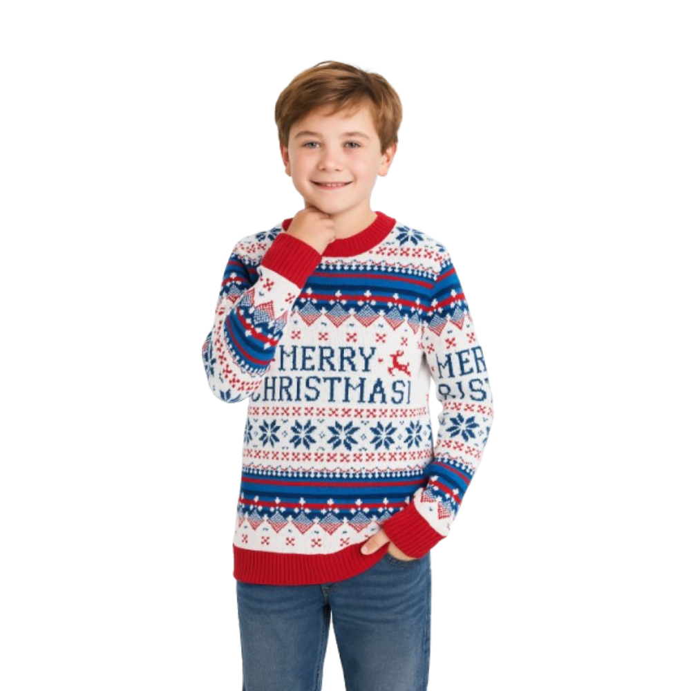 Boy White Merry Christmas Sweater